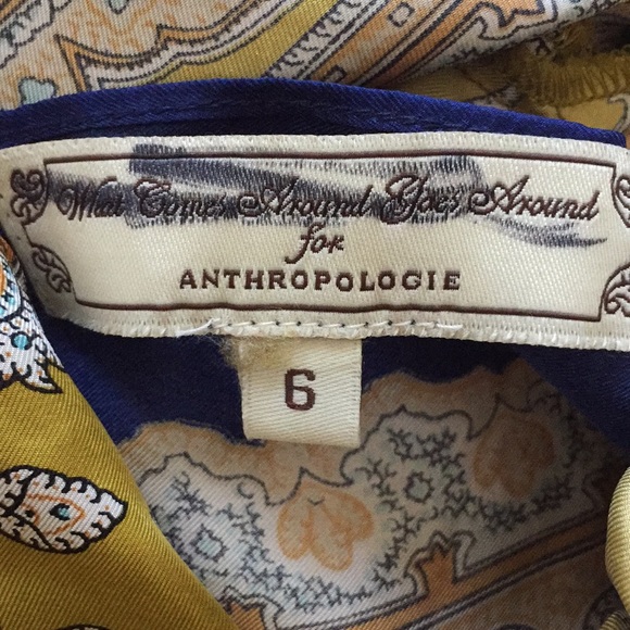 ANTHROPOLOGIE BOHO 💯% SILK RARE LIMITED EDITION WHAT GOES AROUND BOHO TOP 6 - Picture 13 of 16